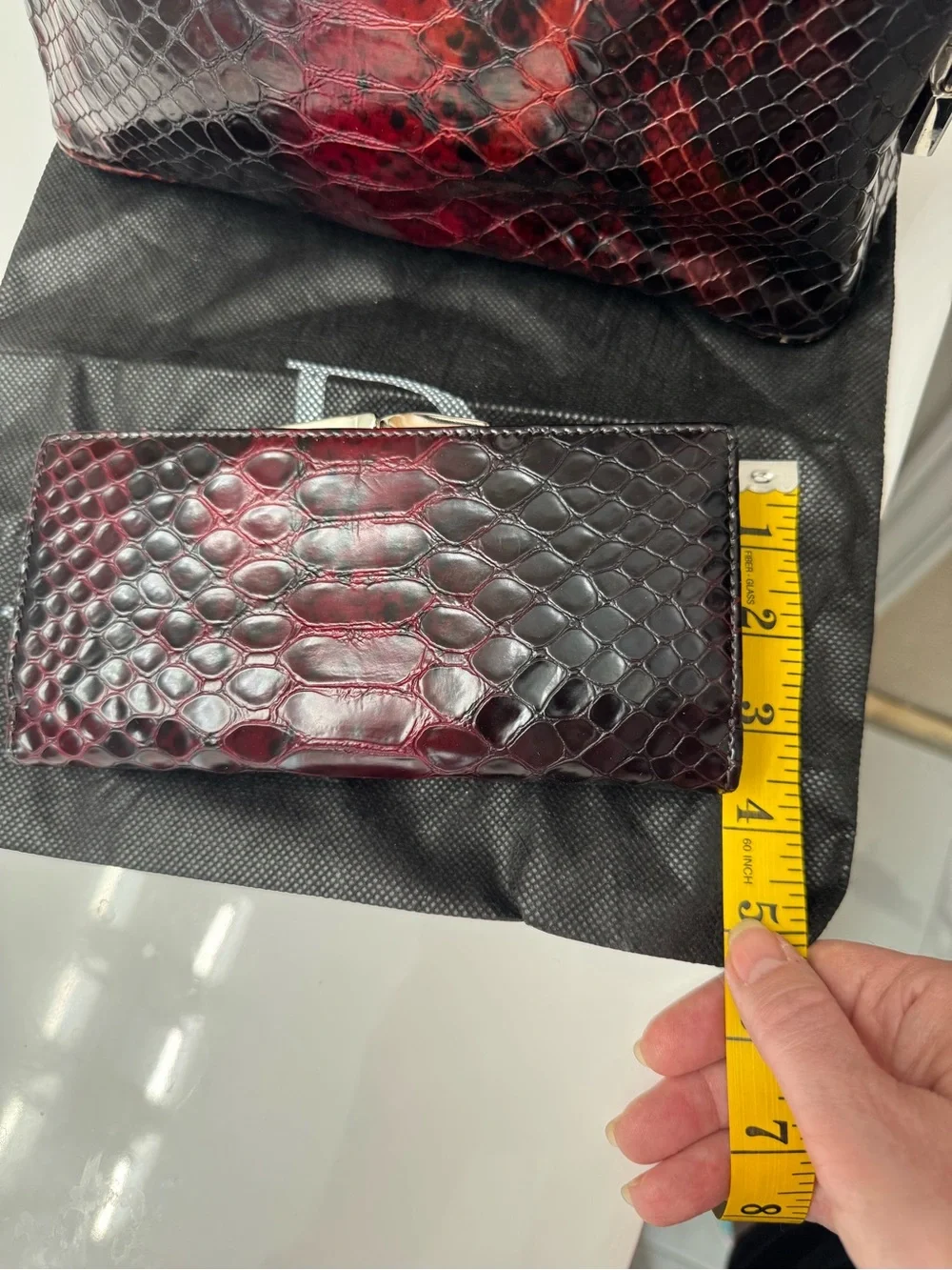 Danier Red and Black Ombre Croc-Embossed Leather Satchel with Matching Wallet - Picture 16 of 16